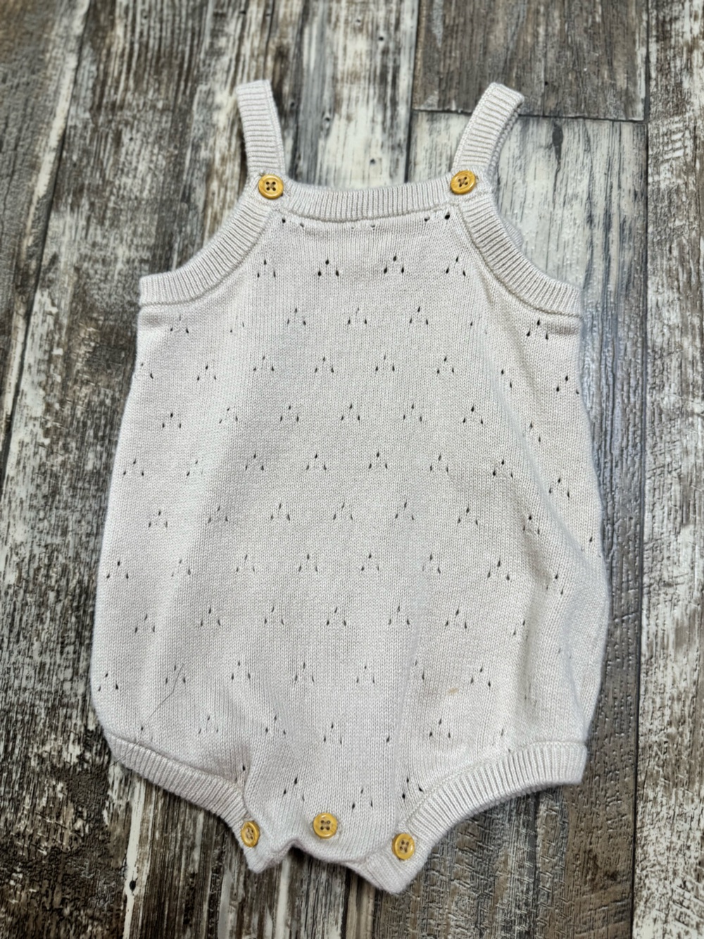 Light Cream Knit Sleeveless Top with Eyelet Detail